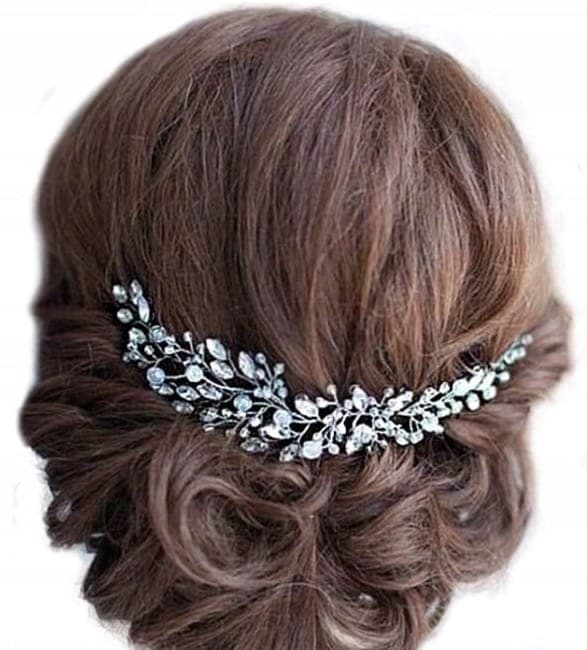 Srebrna Tiara Ozdoba ślubna do włosów diadem stroik