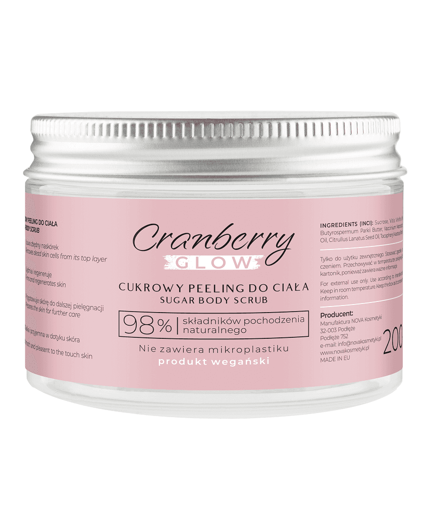 Cukrowy peeling do ciała cranberry glow 200 ml - naturalne pochodzenie składników